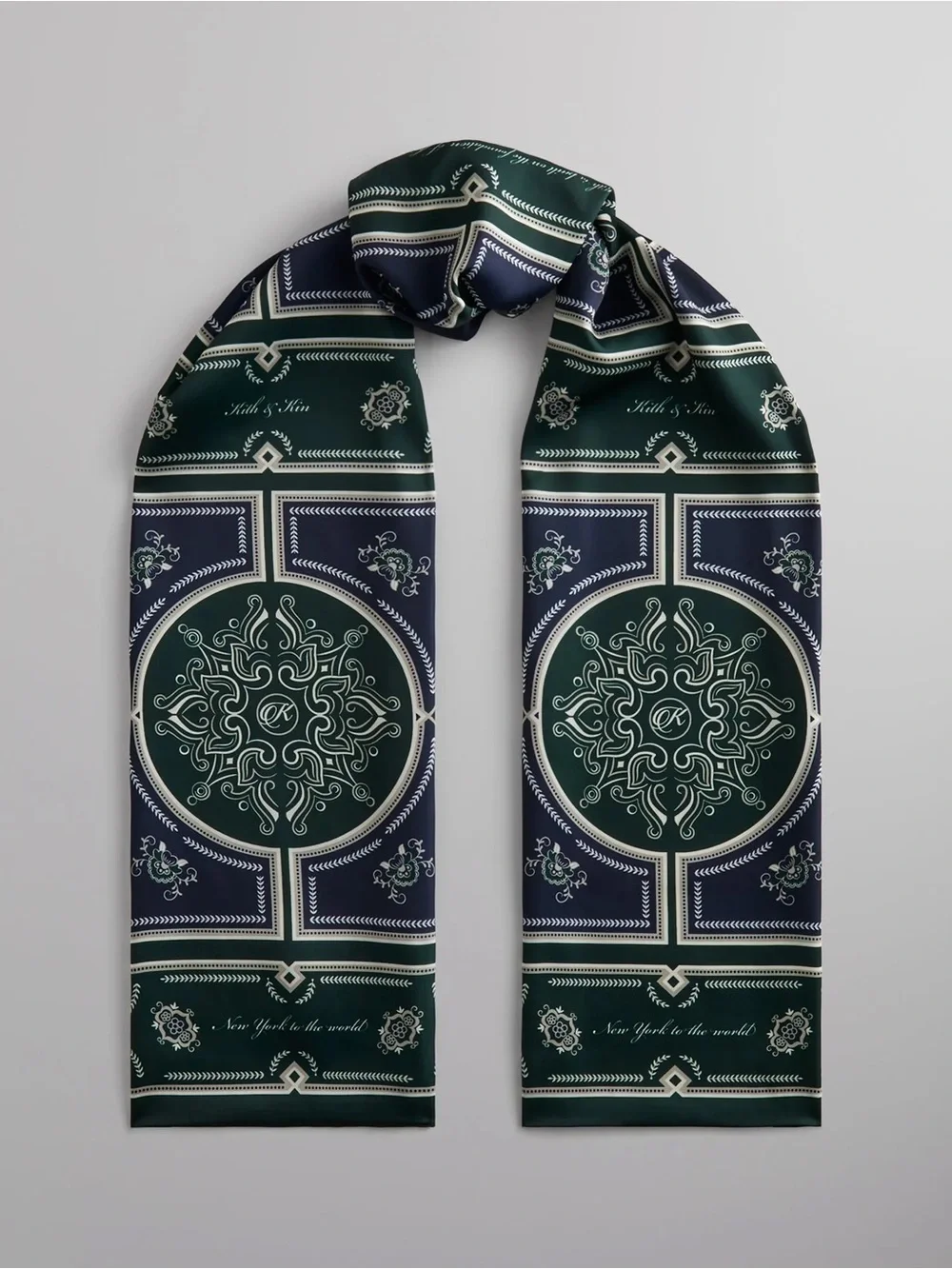 KITH Printed Deco Scarf -Navy & Forest Green